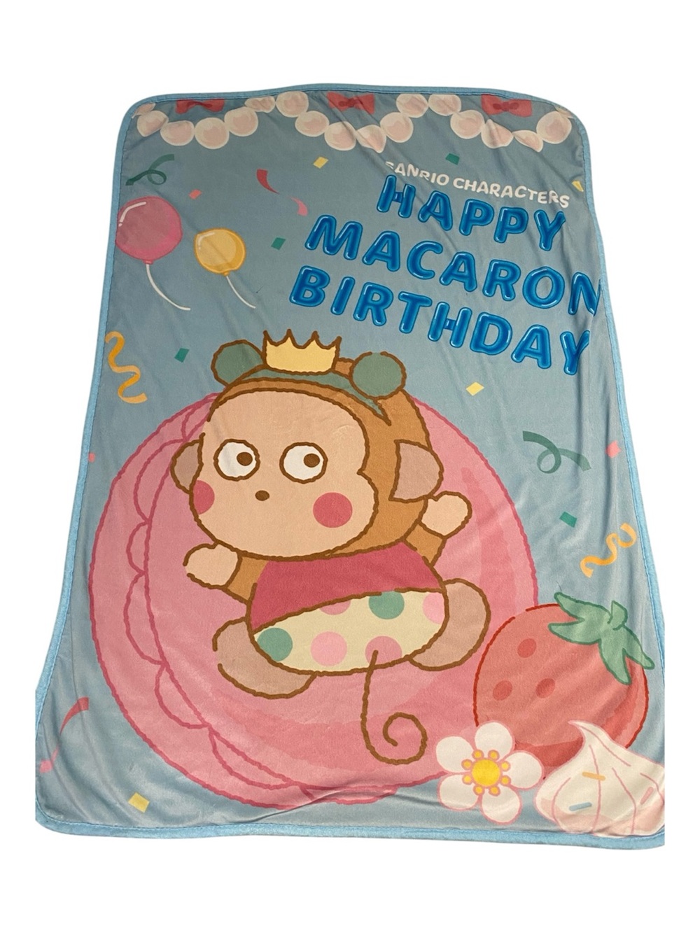 Sanrio Osaru no Monkichi Monkey Happy Macarons Birthday Blanket Throw Kids 2023